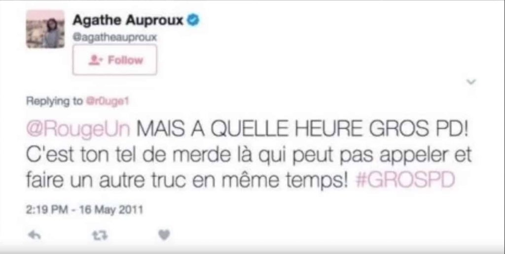 Les tweets d'Agathe Auproux dans sa phase de homophobe